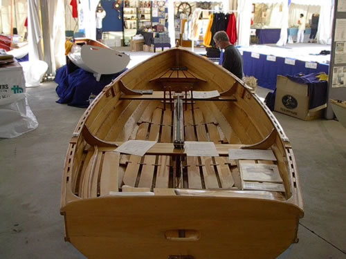 Close up of one of Boatcraft Pacific's wooden boats at the 2002 Sydney Classic and Wooden Boat Festival