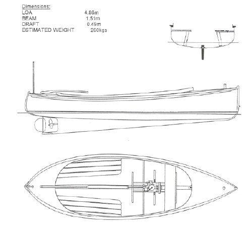 16 foot (4.86m) Canoe Stern Launch - Click Image to Close