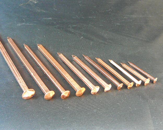50mm (2") 12G Rose Head Square Copper Nail. 100grams - Click Image to Close